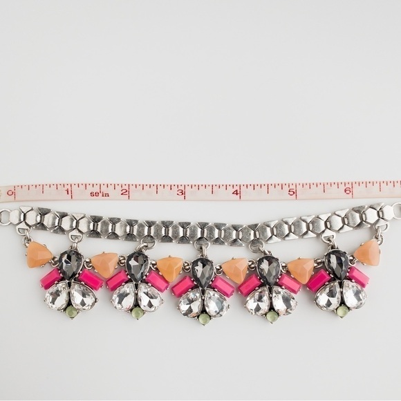 Stella & Dot Callie Statement Necklace Crystal Rhinestone Floral Silver Tone - Picture 15 of 15